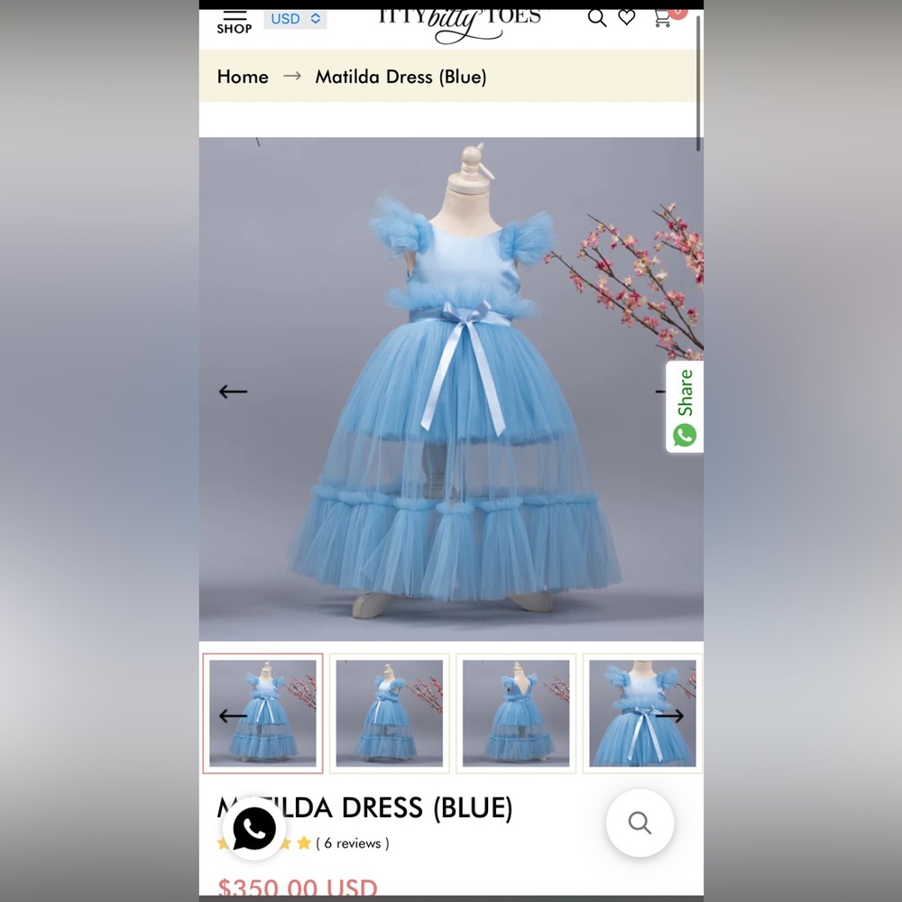 Itty Bitty Toes MATILDA DRESS (BLUE) Size 8